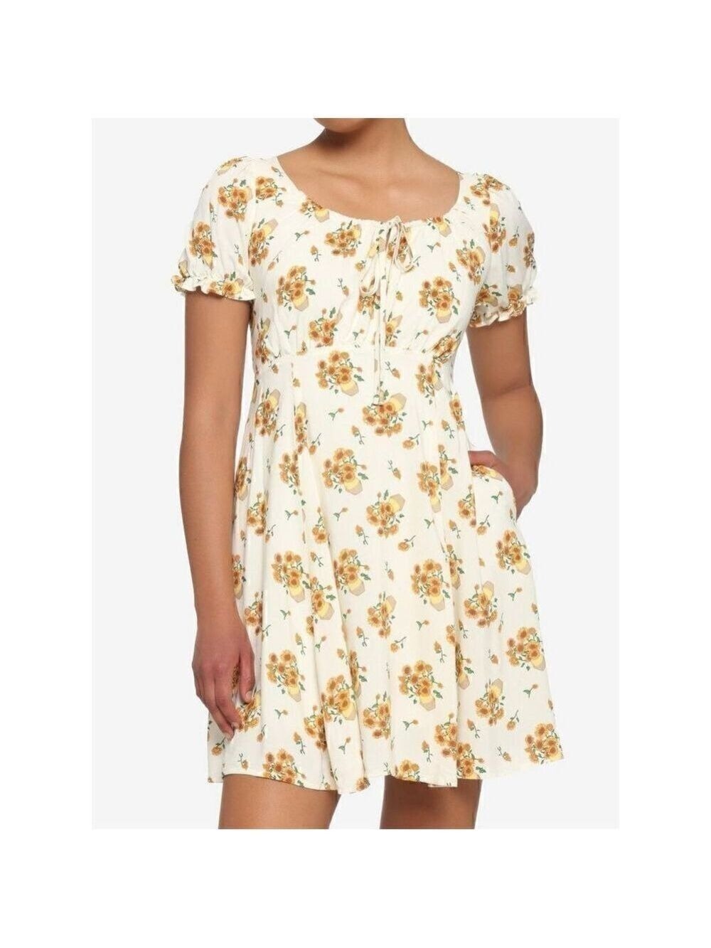 Sunflower Puff Sleeve Dress (Med)